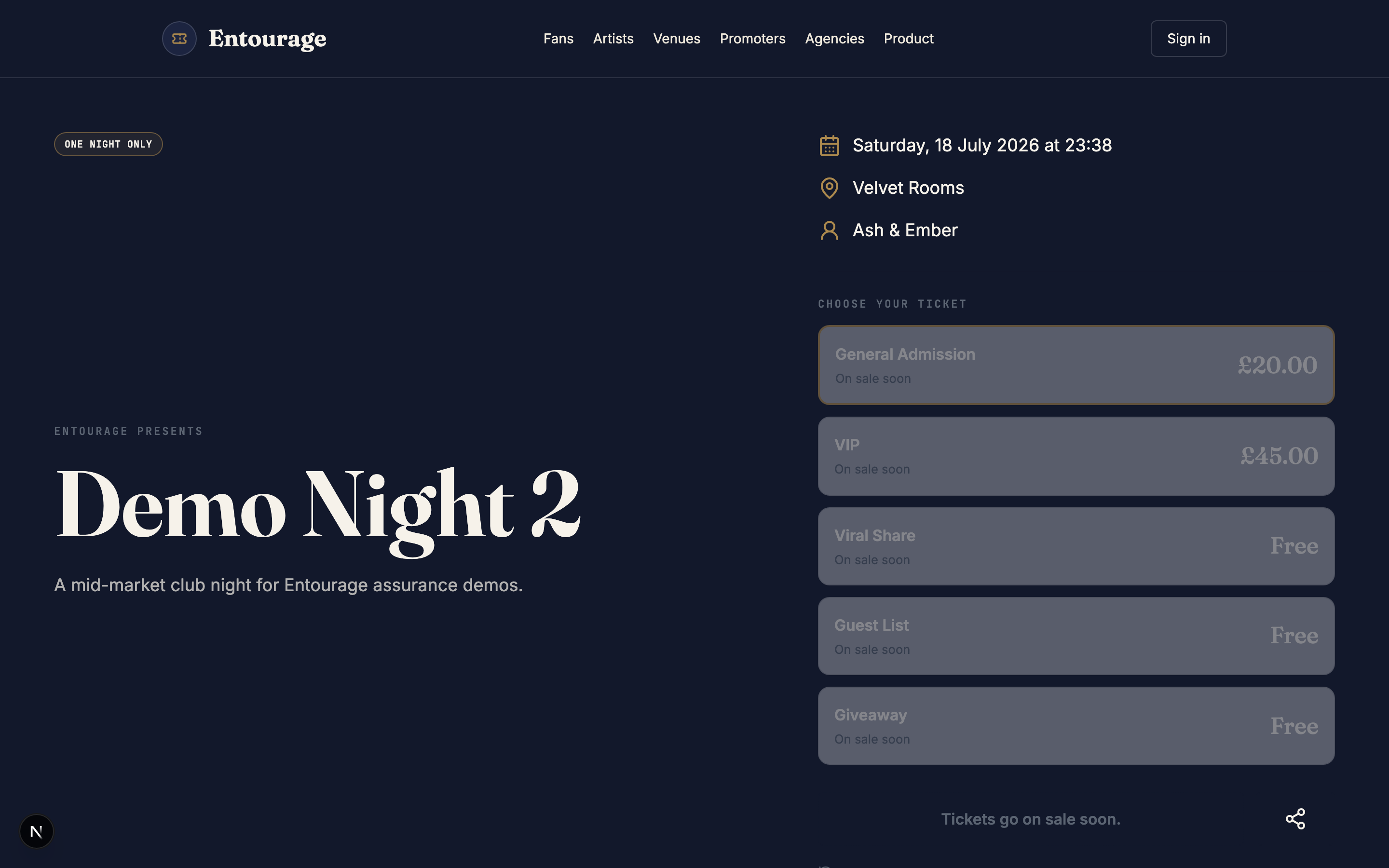 Public event page